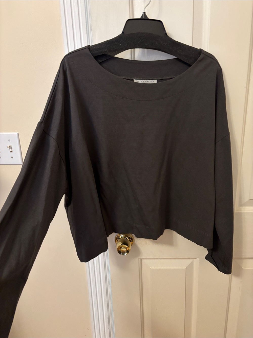 bryn Walker Charcoal Boxy Long-Sleeve Top